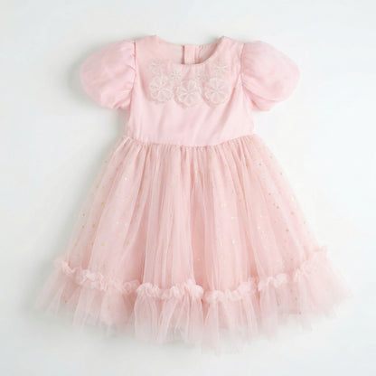 Lace Floral Tulle Dress Pink For Party Girl