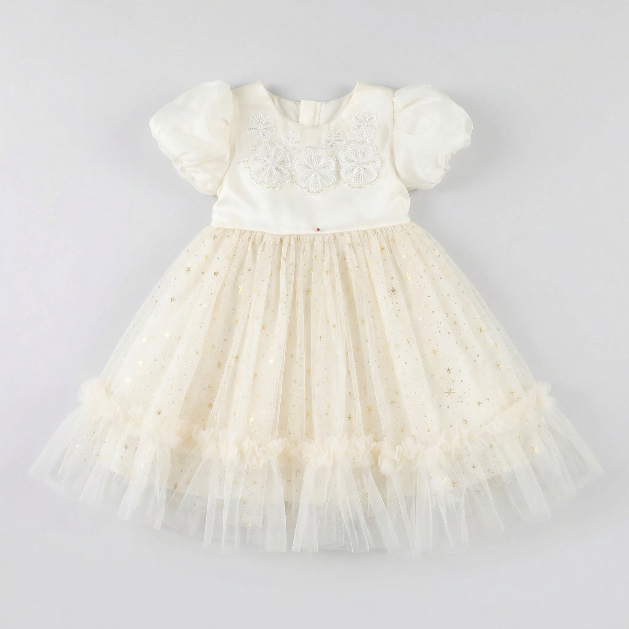 Lace Floral Tulle Dress Beige For Party Girl