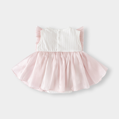 Double Bow Cloud Tulle Princess Dress Pink Girl