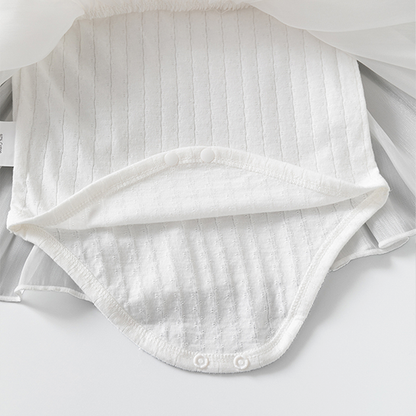 Double Bow Cloud Tulle Princess Dress White Girl