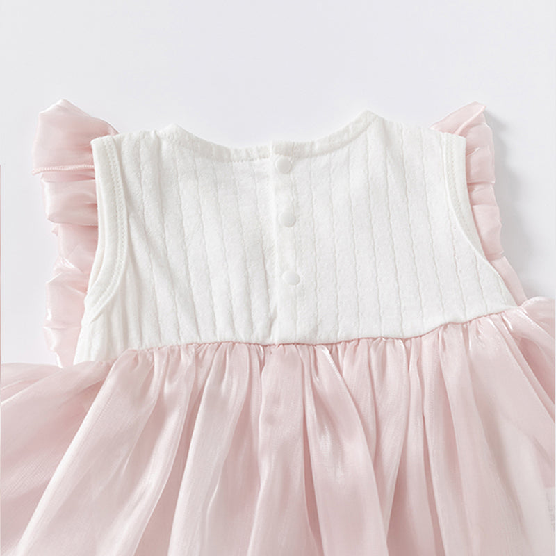 Double Bow Cloud Tulle Princess Dress Pink Girl