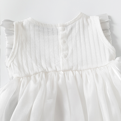 Double Bow Cloud Tulle Princess Dress White Girl