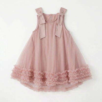 Spaghetti Strap Bow Multi-layer Tiered Dress For Party Girl