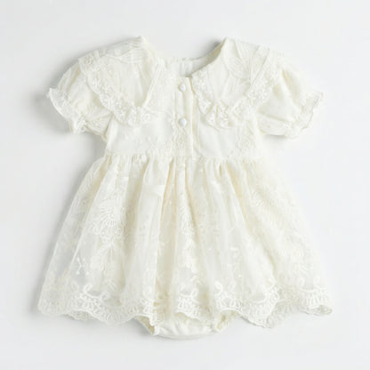 Lapel Lace Dress Girl