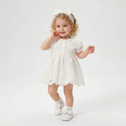 Lapel Lace Dress Girl