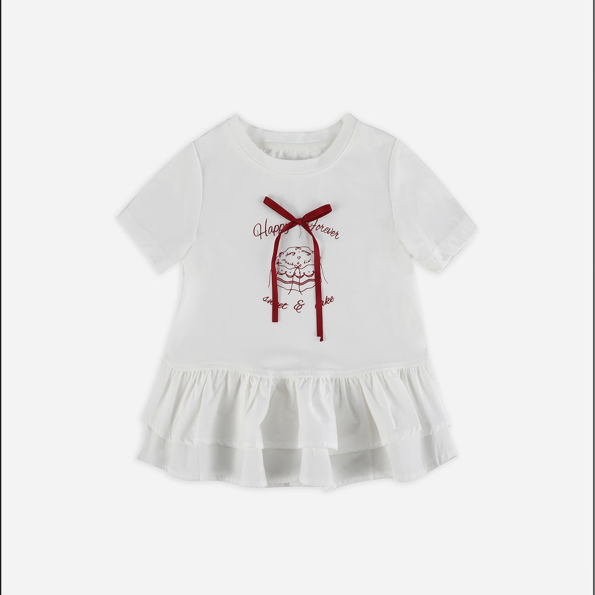 Ribbon T-shirt Polka Dot Suit Girl