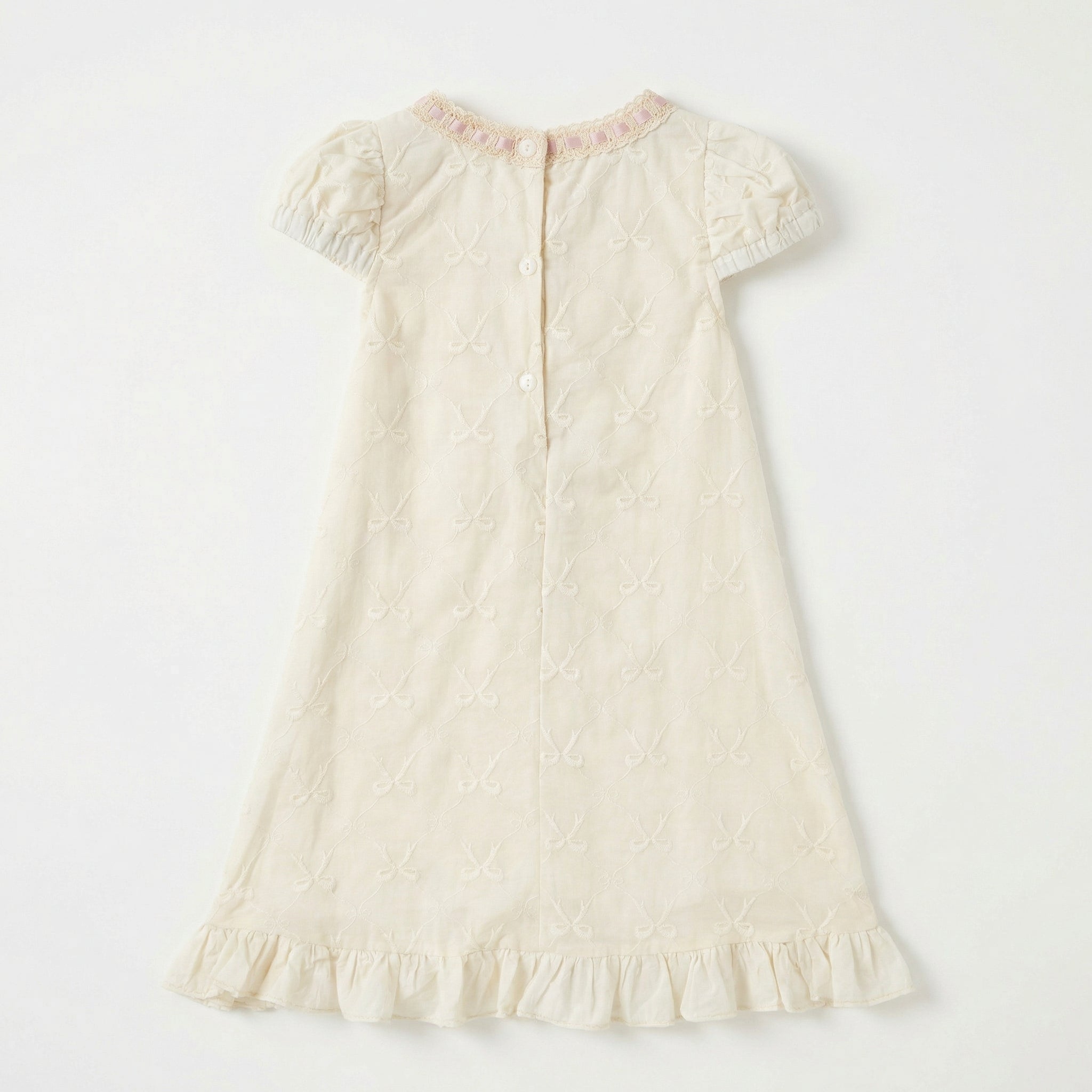 Embroidery Bow Collar Dress Girl