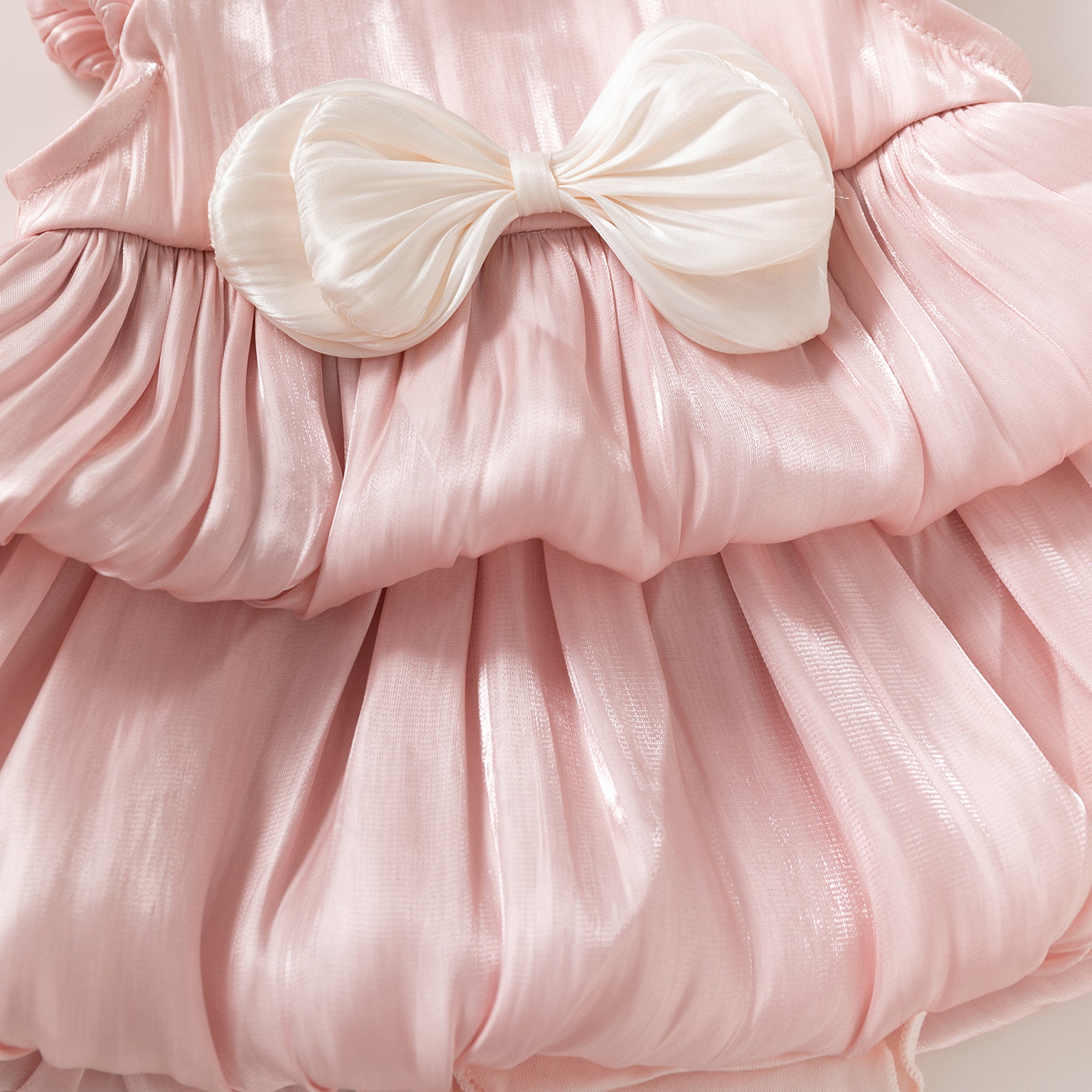 Double Layer Cloud Tulle Tiered Dress Pink For Party Girl