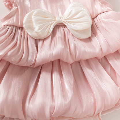 Double Layer Cloud Tulle Tiered Dress Pink For Party Girl