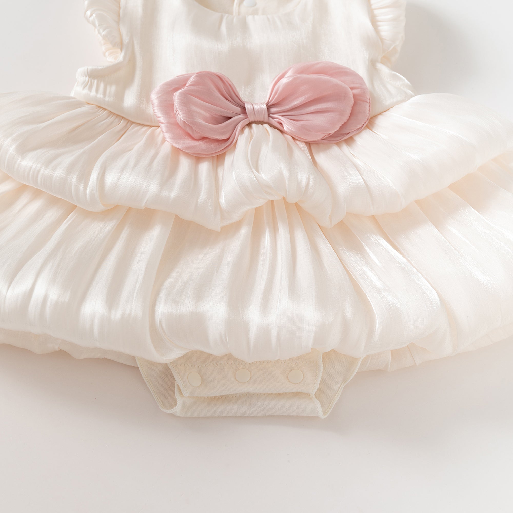 Double Layer Cloud Tulle Tiered Dress Beige For Party Girl