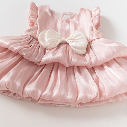 Double Layer Cloud Tulle Tiered Dress Pink For Party Girl