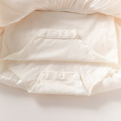 Double Layer Cloud Tulle Tiered Dress Beige For Party Girl