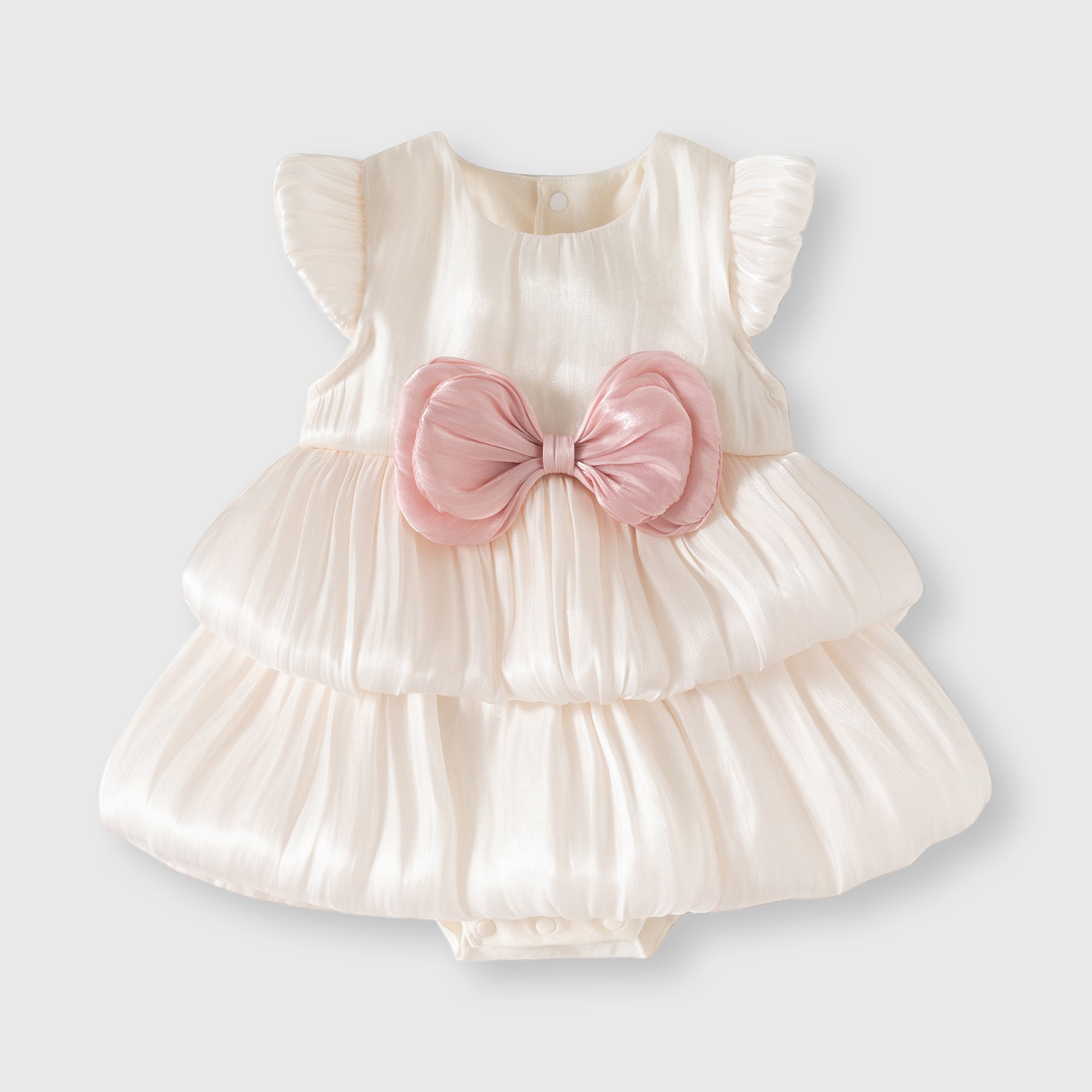 Double Layer Cloud Tulle Tiered Dress Beige For Party Girl