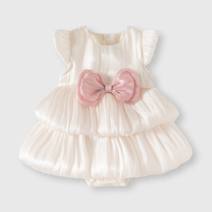 Double Layer Cloud Tulle Tiered Dress Beige For Party Girl