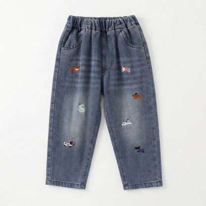 Embroidered Puppy Denim Denim Boy