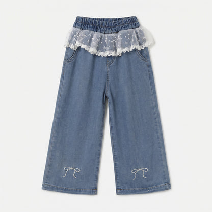 Bow Back Flap Wide Leg Denim Denim Girl