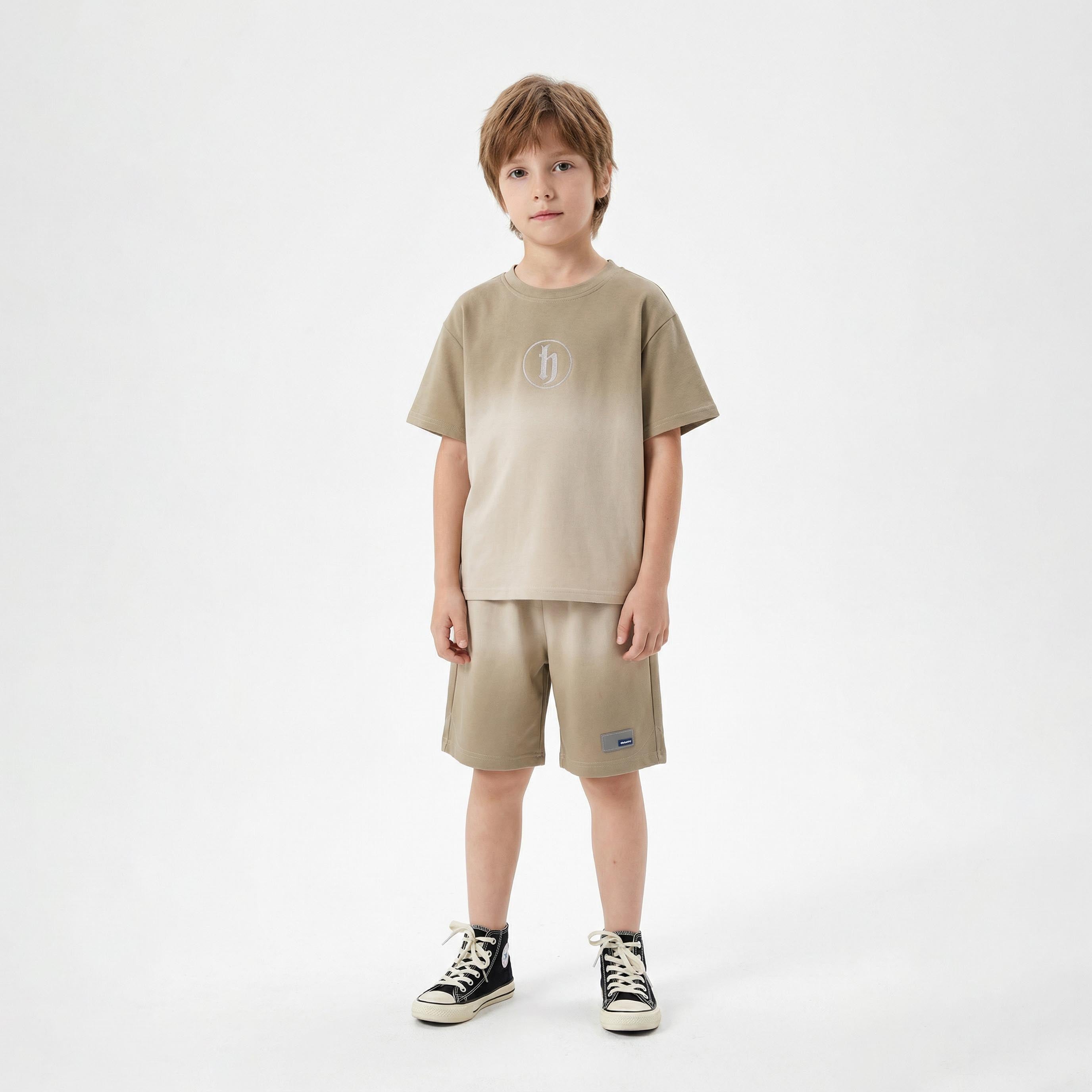 Gradient H Logo Print T-shirt Suit Boy