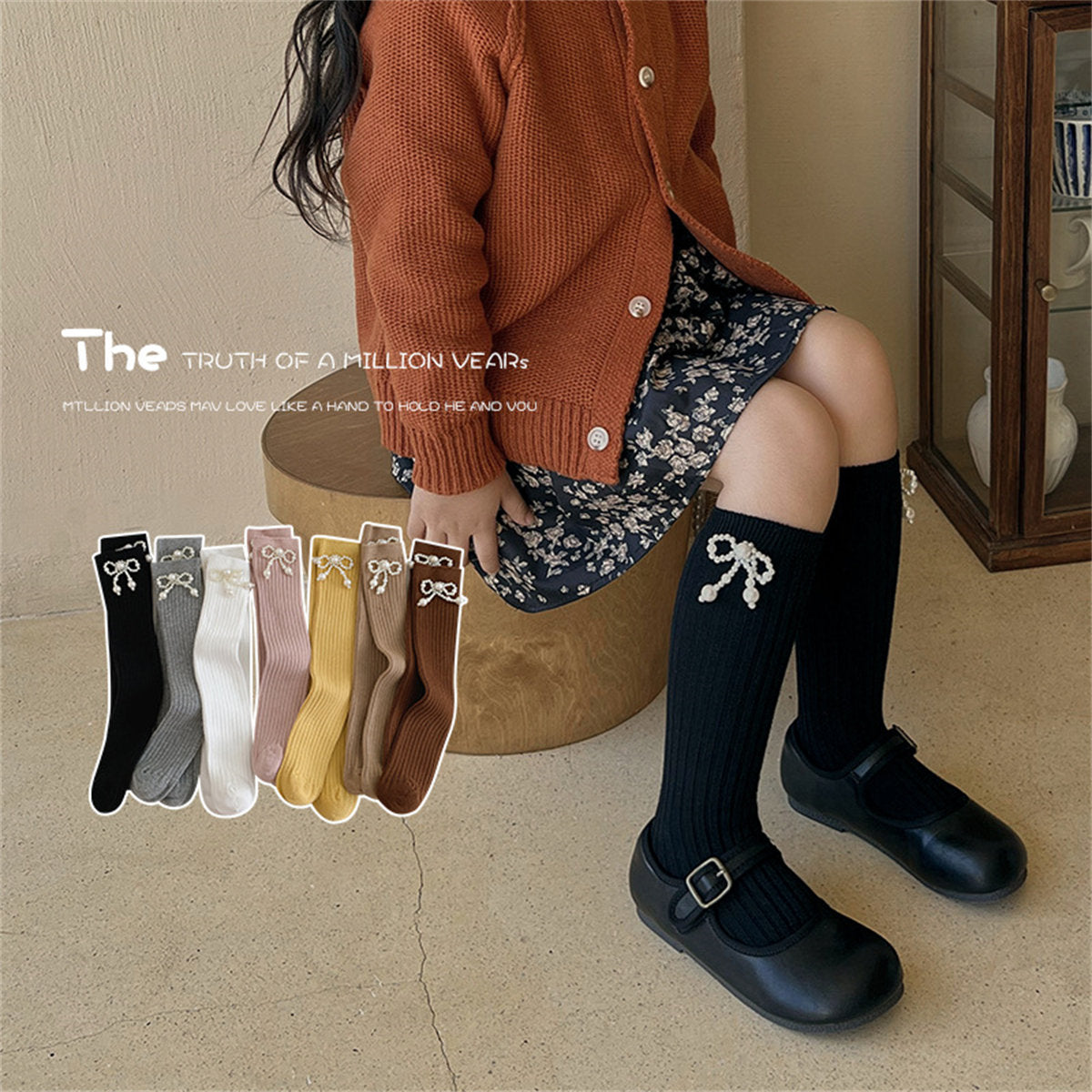 Children's Temperament Pearl Sweet Lady Style Boneless Middle Socks