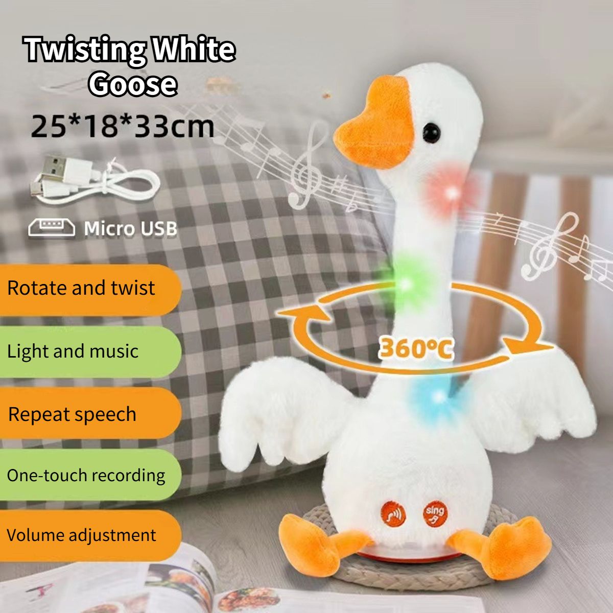 Ring tossing dancing duck electric toy