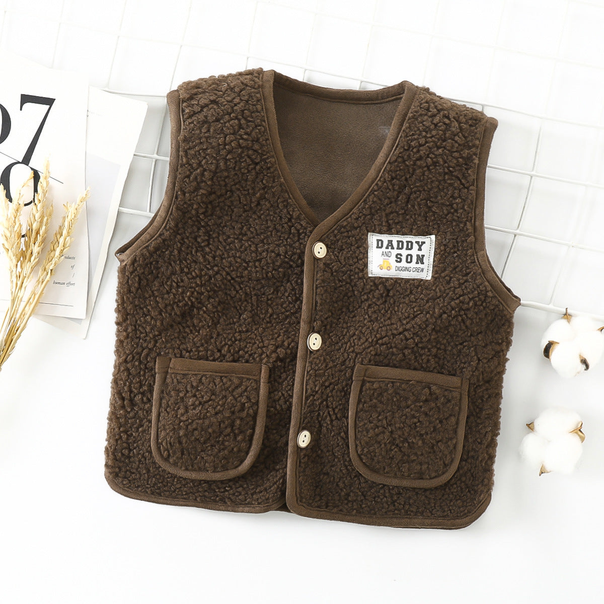 New children's polar fleece vest autumn and winter thickened baby cardigan warm men and women bottoming coat