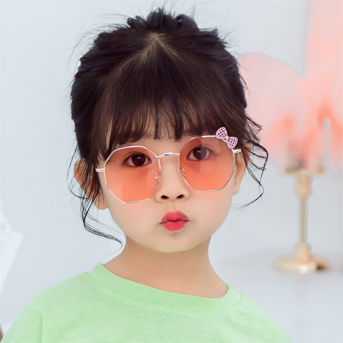 Children's Fashion Bow Irregular Metal Sunglasses