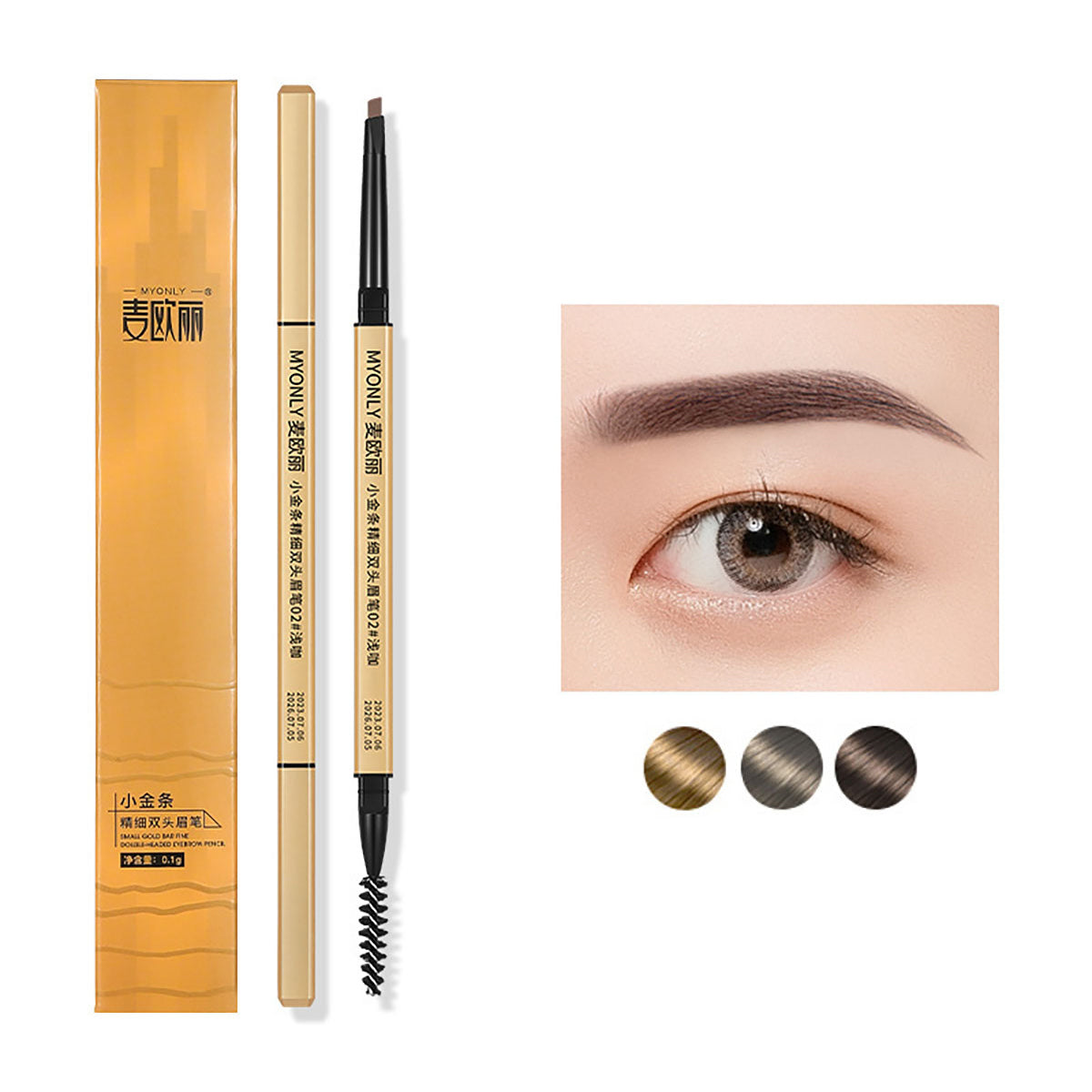 Double-ended ultra-fine three-dimensional long-lasting waterproof and sweat-proof non-smudge triangle-head eyebrow pencil