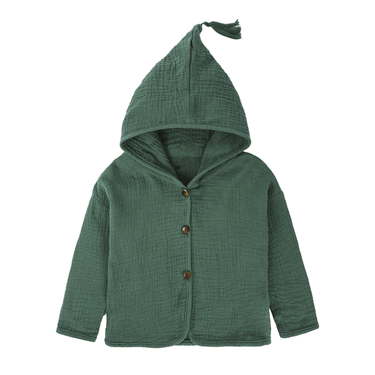 Children&#39;s Spring and Autumn Cotton and Linen Cardigan Fringed Hooded Jacket