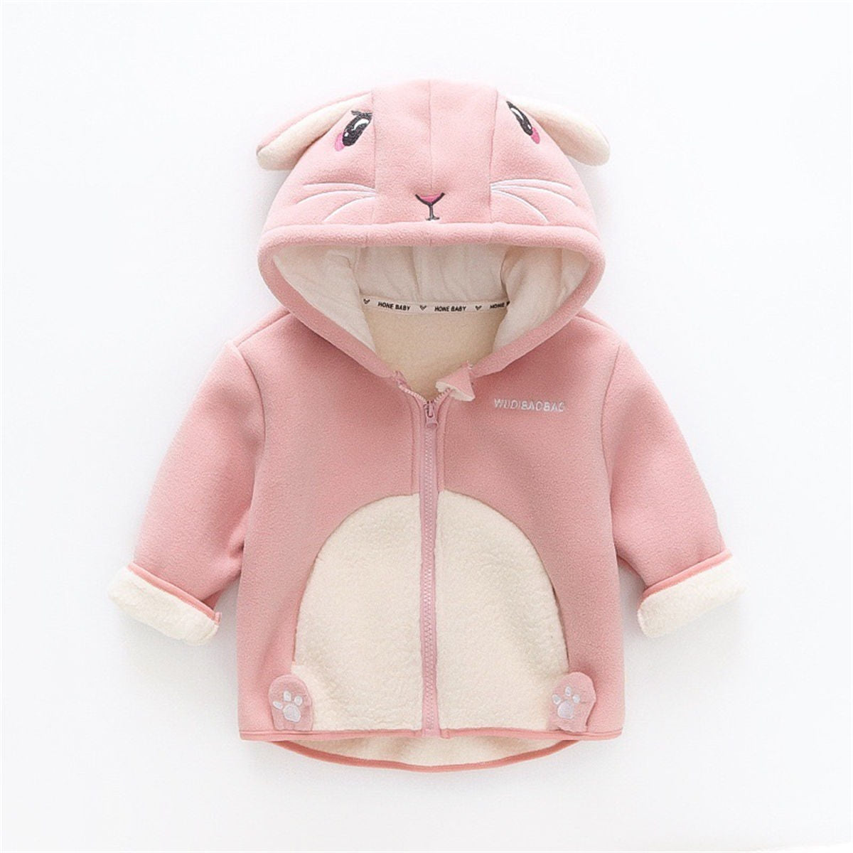 baby's cartoon hooded jacket plus velvet warm jacket