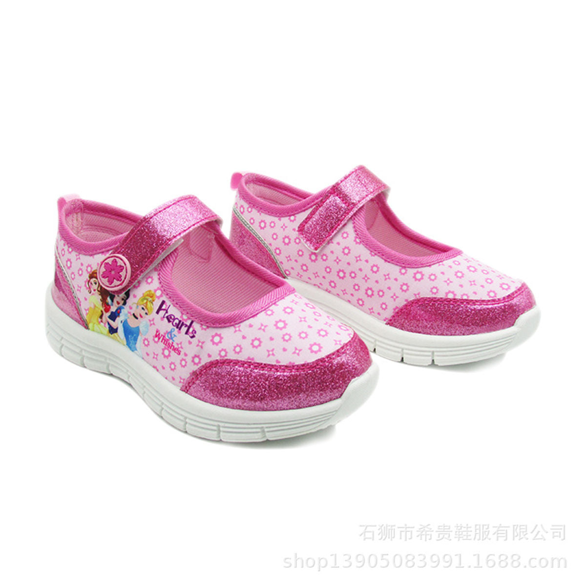 Little girls' shiny princess series pink soft bottom low top canvas shoes