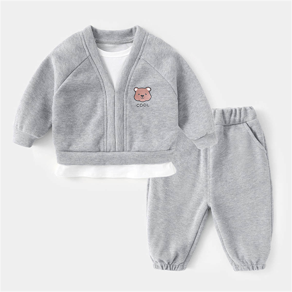 Baby spring and autumn infant sports sweater suit two piece set