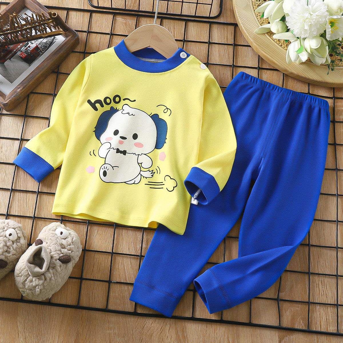 Boys Cute Cartoon Car Pure Cotton Long Sleeve Underwear Set