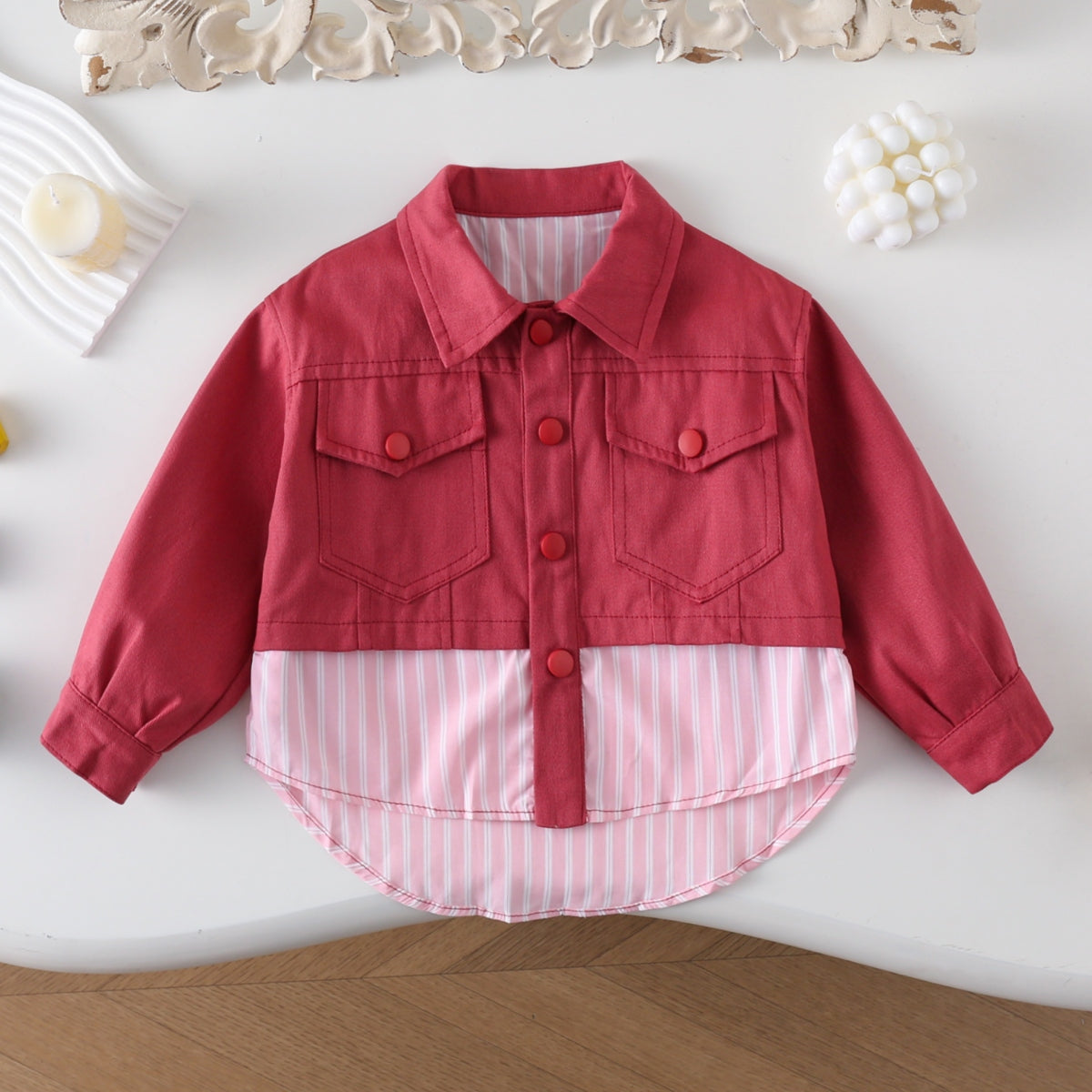 Girls Spring and Autumn Colorblock Big Butterfly Top Casual Jacket