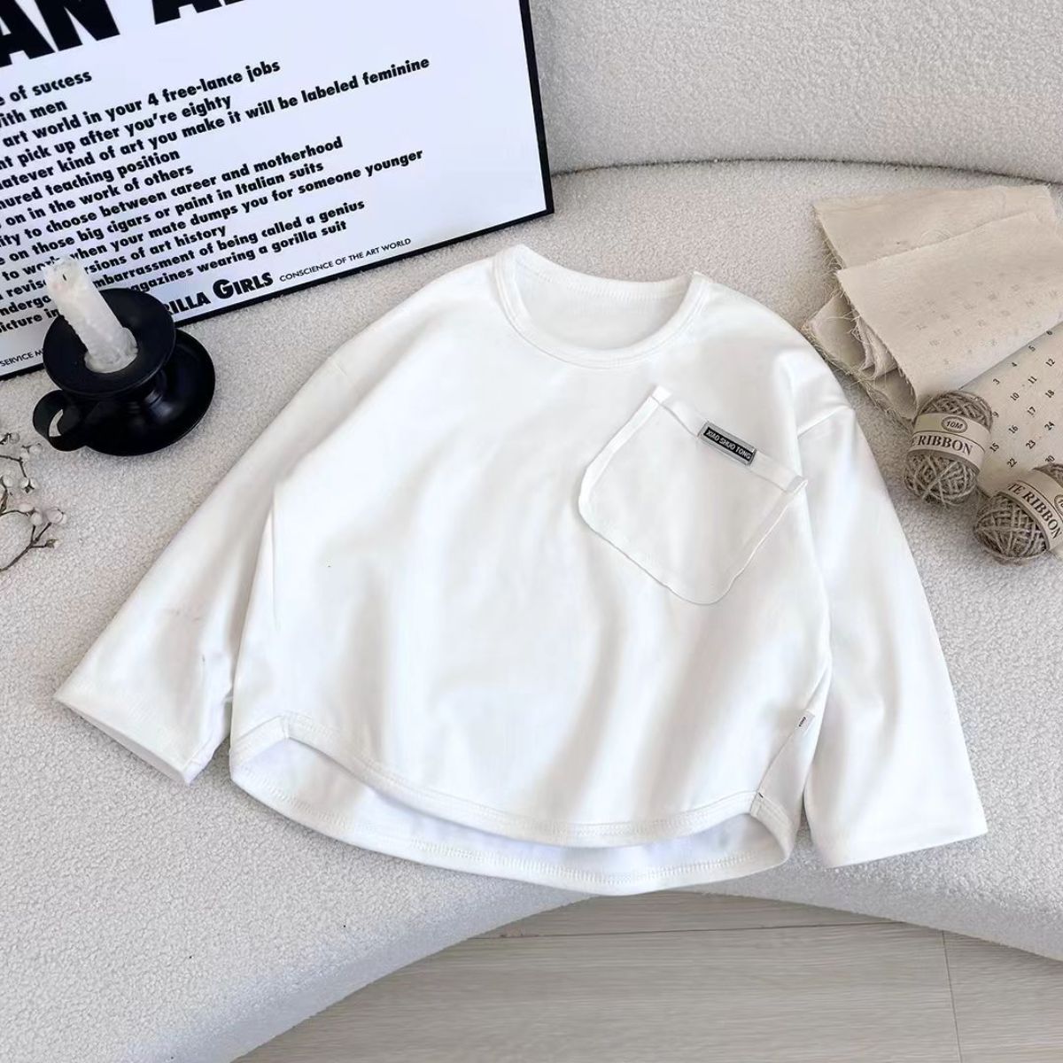 Children's simple De Jong long-sleeved bottoming shirt for boys and girls autumn baby loose tops