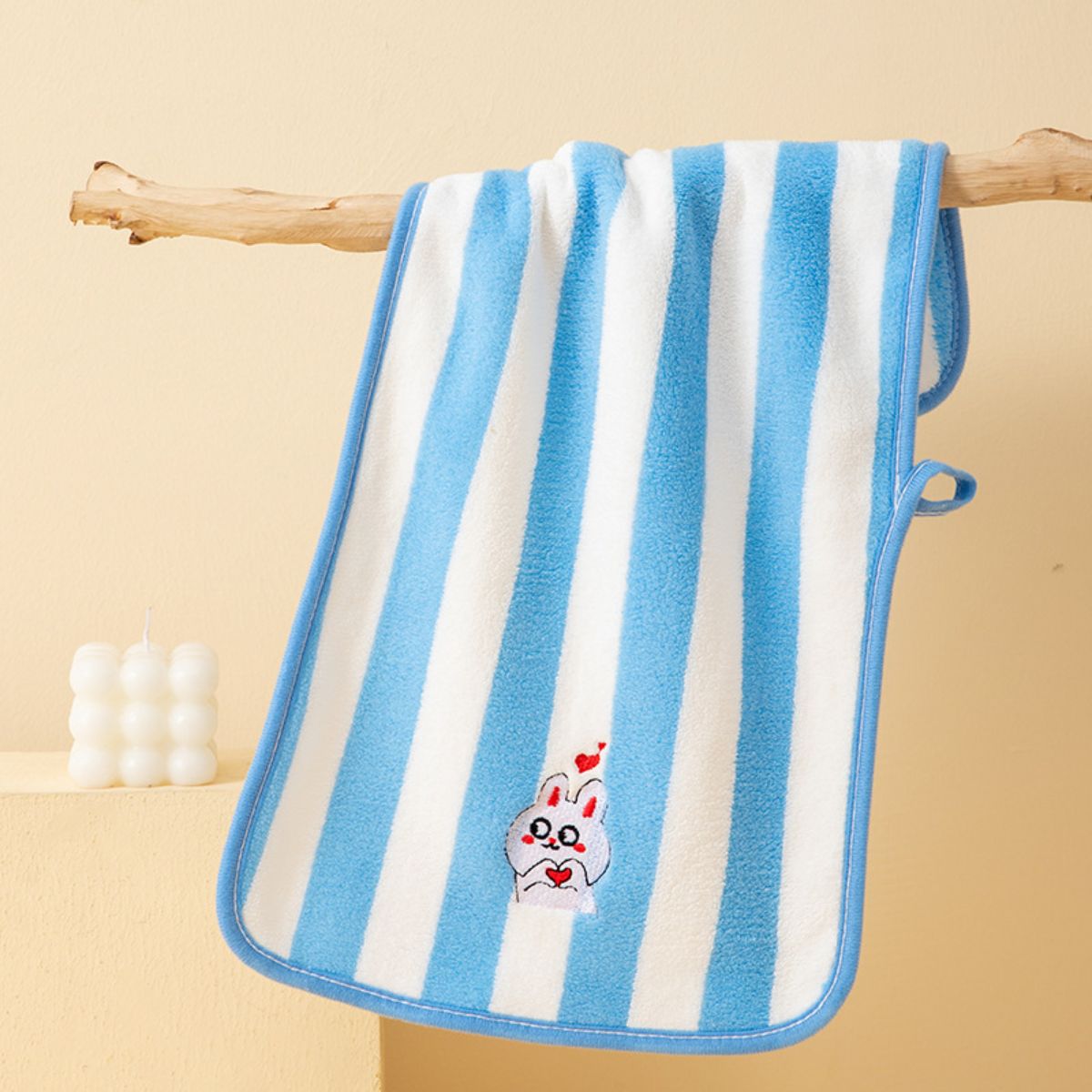 Coral Fleece Striped Children's Towel Super Soft Water-Absorbent Non-Lilting Baby Face Washing Towel