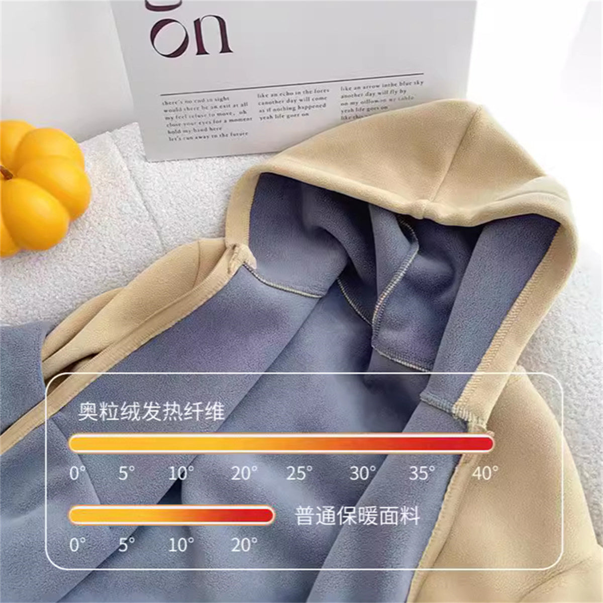 Thickened warm tops for middle and large children in autumn and winter, casual hooded outerwear