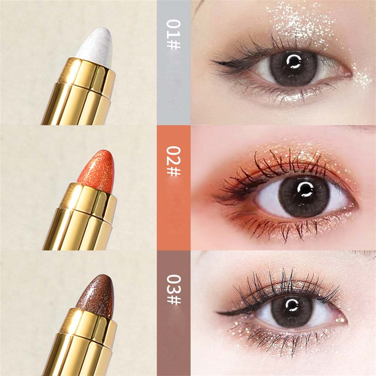 Lazy eye makeup eye shadow pen eye silkworm highlight pen double head eye shadow stick micro bead matte