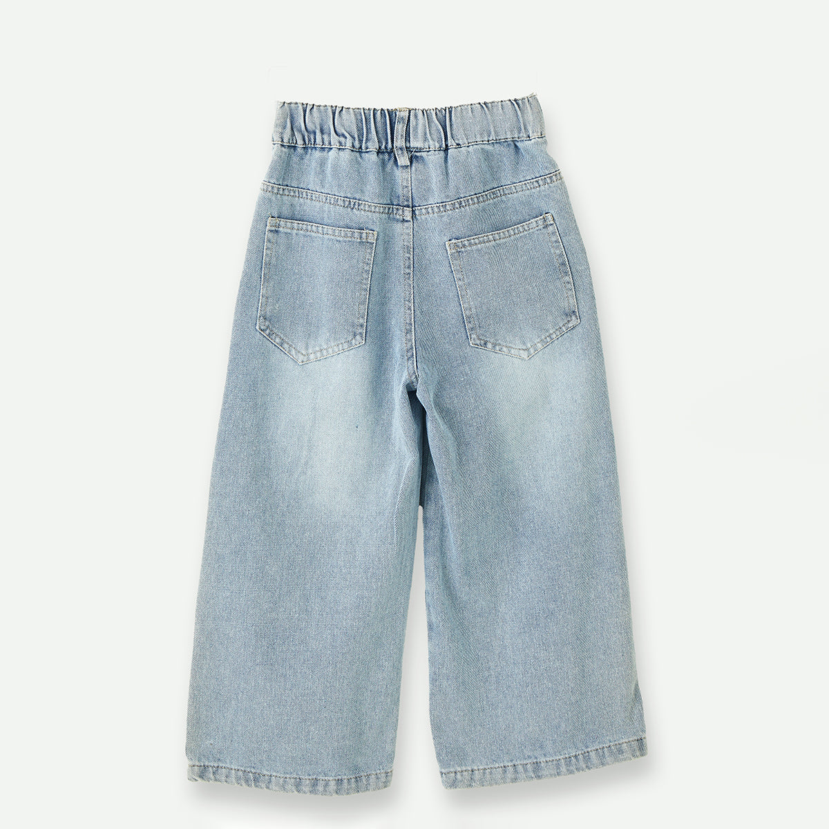 4-9 Years Embroidered Denim Wide-Leg Pants