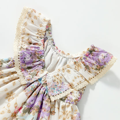 فستان بناتي مطبوع بدون أكمام 