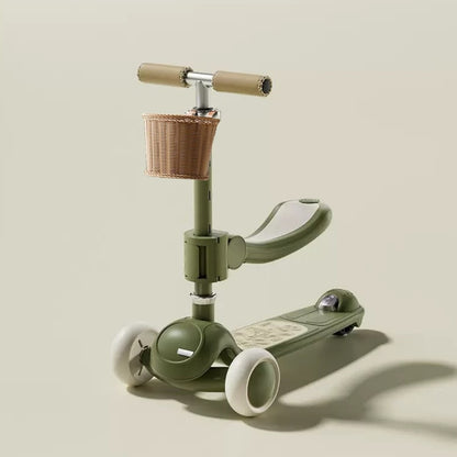 2-in-1 Multifunctional Kids Scooter Ride-On Toy with Storage Basket