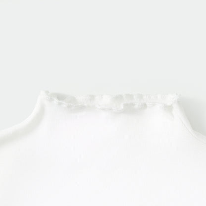 بلوزة سميكة مكشكشة برقبة وهمية من عمر 5 إلى 10 سنوات 