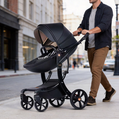 High-View Foldable Baby Stroller ｜ Luxury Baby Pram & Bassinet System ｜Spine Protection ｜Two-way