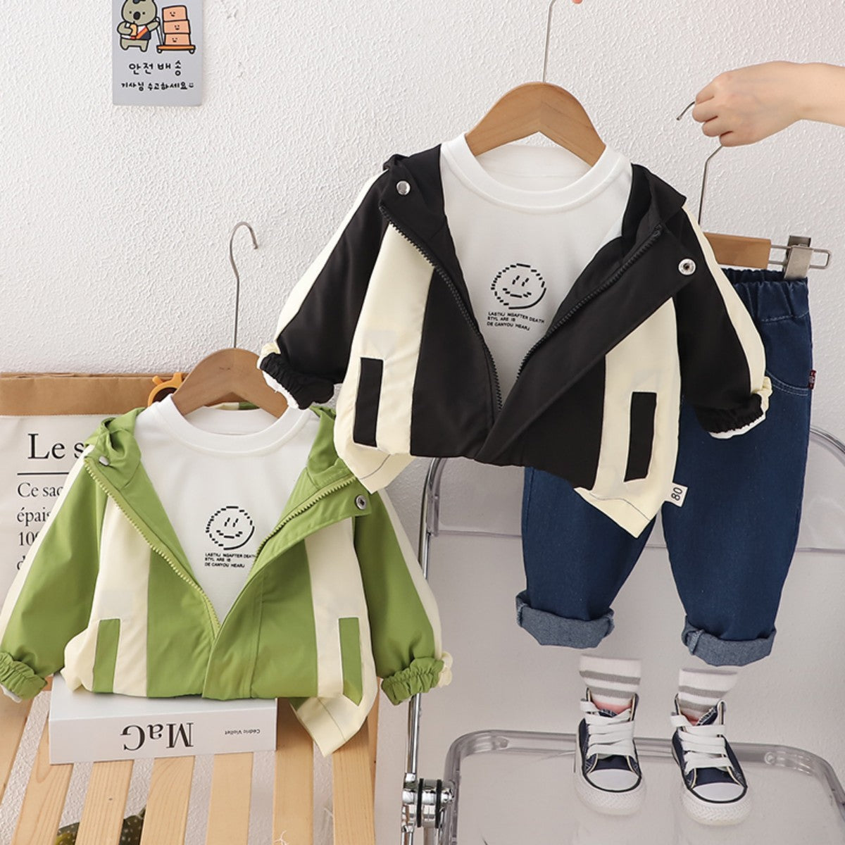 Boys Jacket Set Autumn New Children's Fashion Clothes Baby Fashion Children's Clothes Three-piece Set