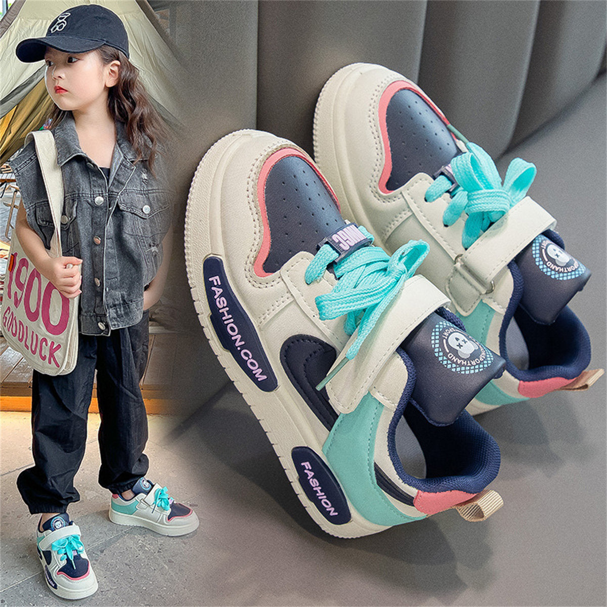 Colorblock sneakers for middle and large kids