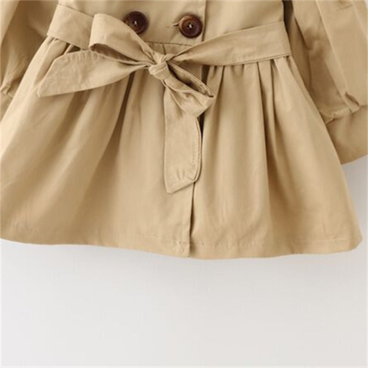 Girls' lapel solid color long sleeve windbreaker