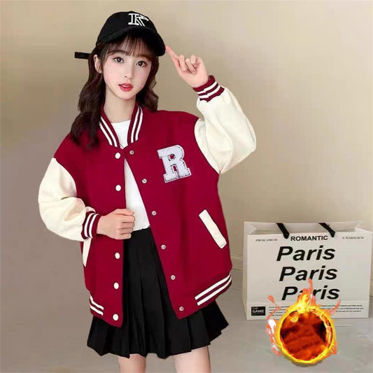 Thick fashionable tops for middle and large children, baseball jackets