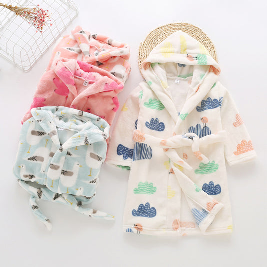 Cute cat claw girls home clothes nightgown bathrobe