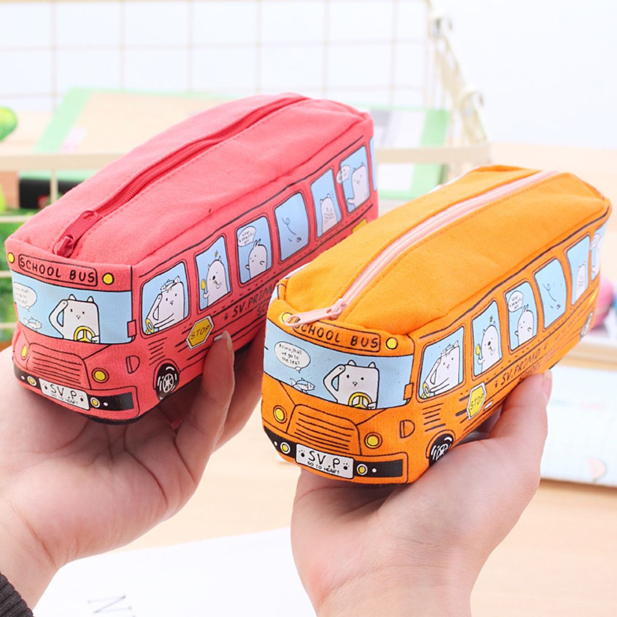 Cartoon Large Capacity Bus Pencil Case Car Pencil Case