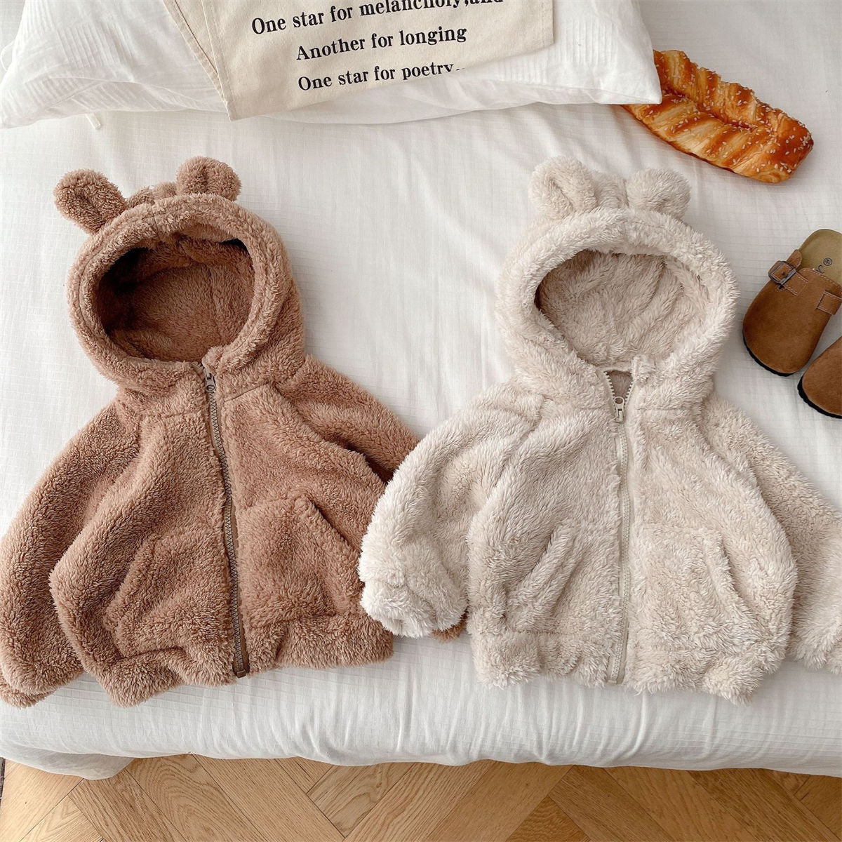 Children's fur coat hooded thick top