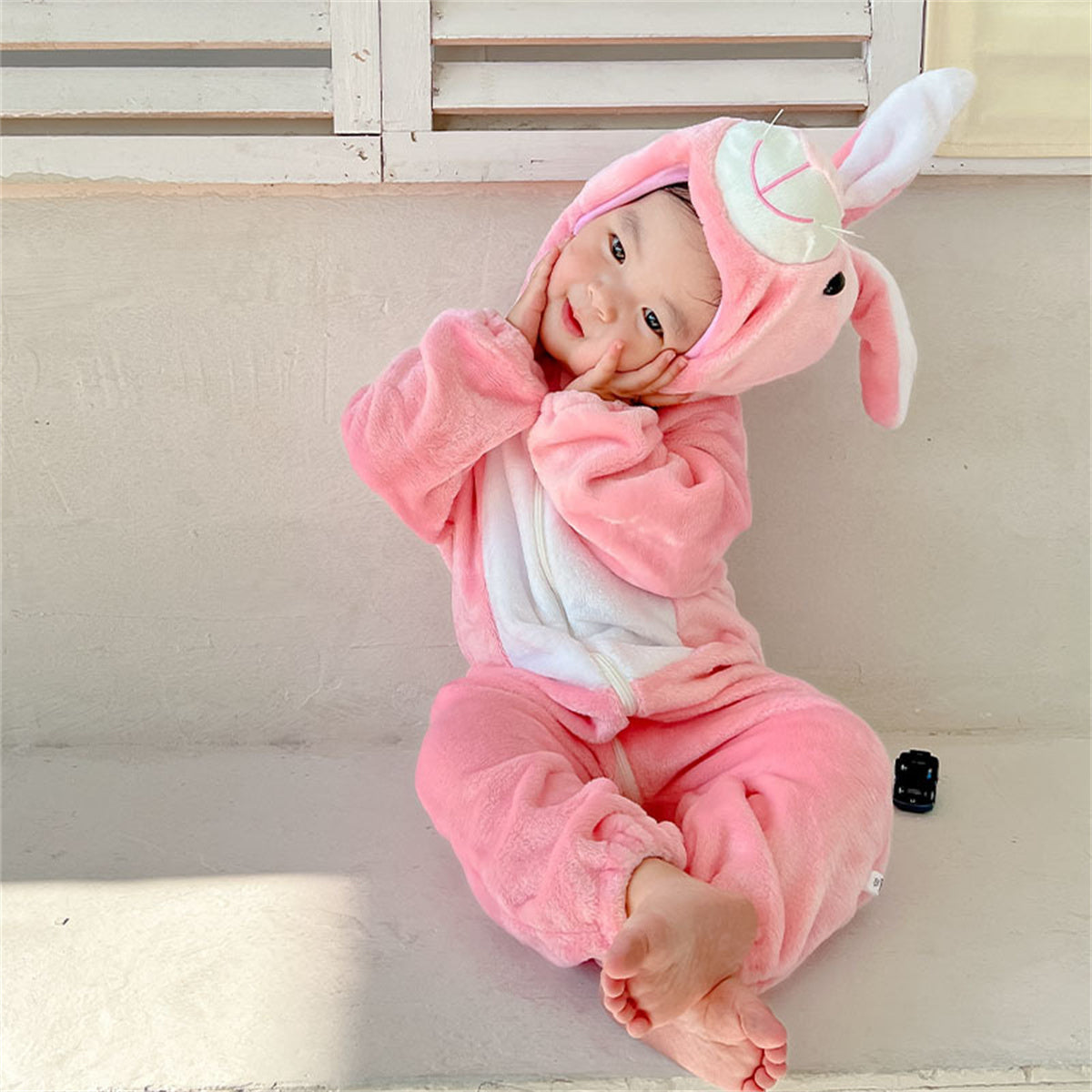 Baby cartoon onesie flannel romper