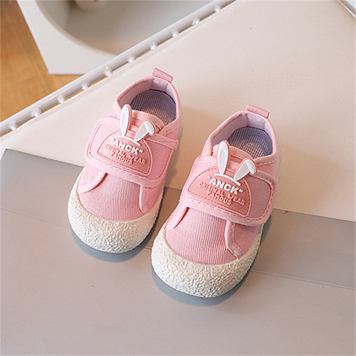 Toddler girl's cute rabbit letter style casual versatile soft bottom low top canvas shoes